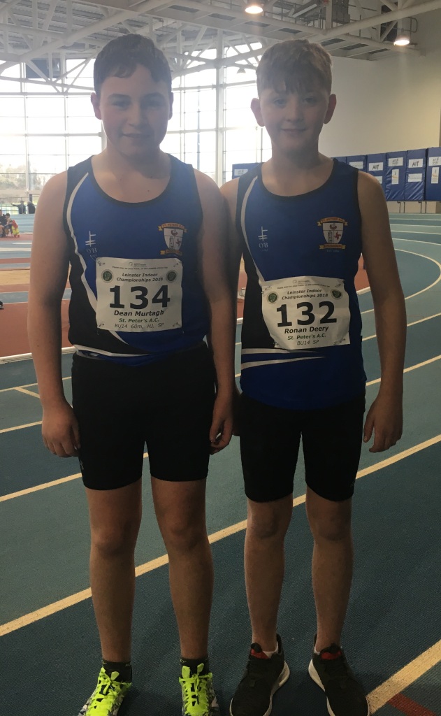 St Peter's AC athletes at Leinster Juvenile Indoor Championships (Athlone, February 2018)