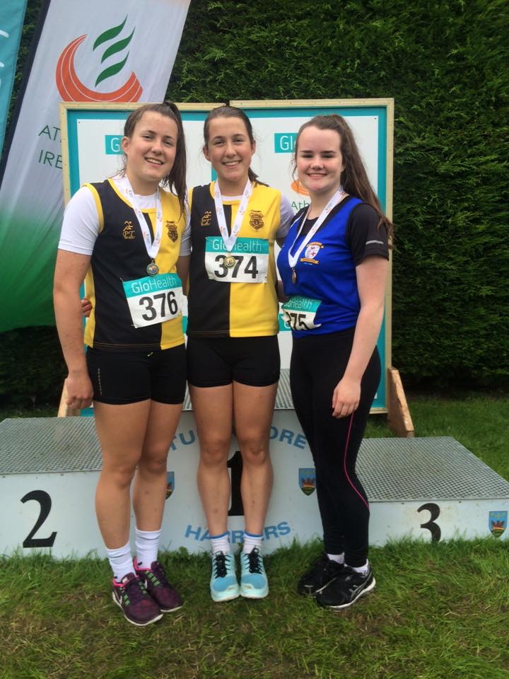 Katie Murphy (on the right) at Irish Juvenile Championships (Tullamore, July 2016)