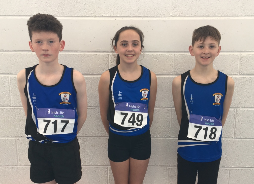 Sean Allen, Niamh Brady and Ronan Deery at Irish Juvenile Indoor Championships (Athlone, April 2017)