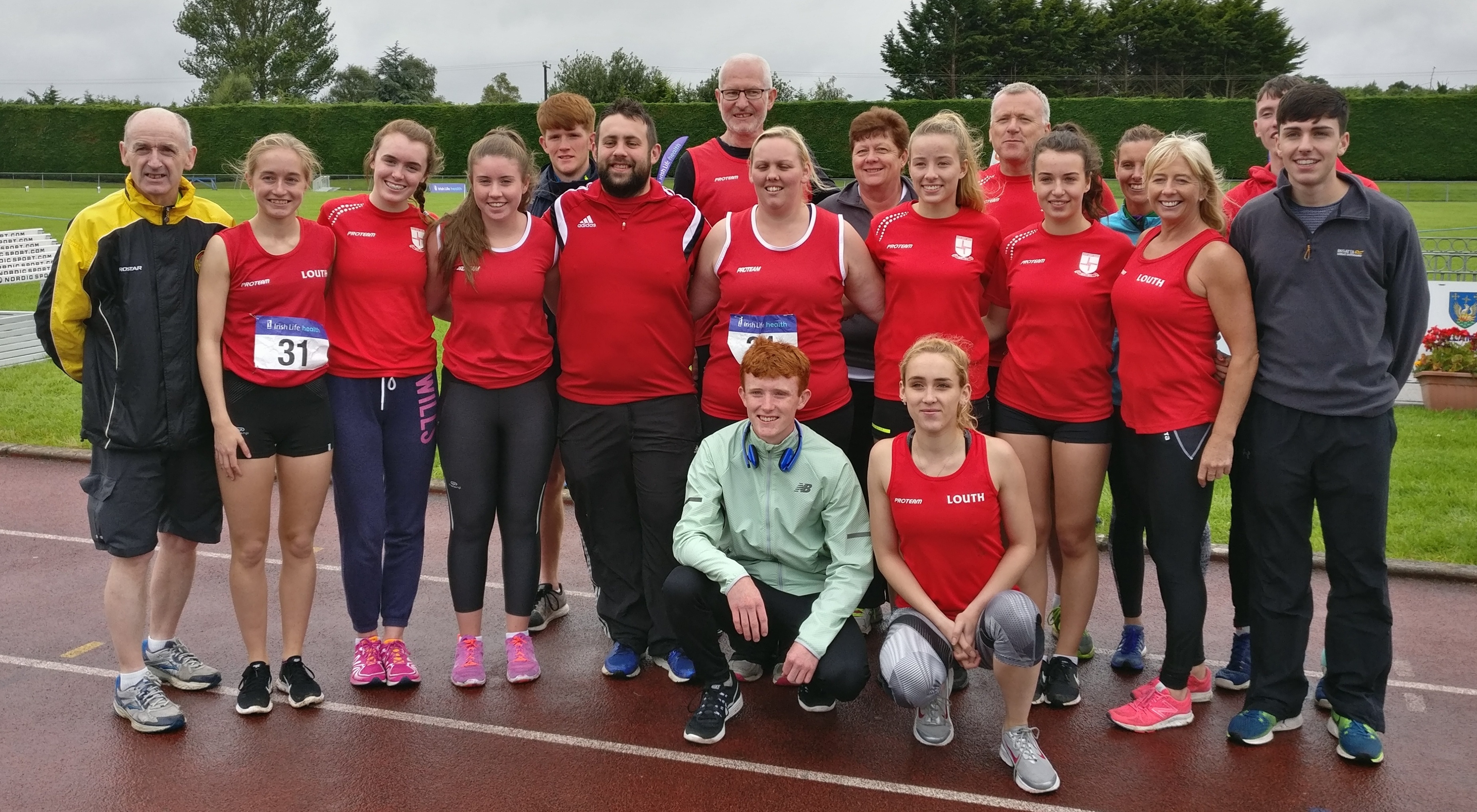 Louth athletes (including Tom McGrane) at Irish League Final (Tullamore, August 2017)